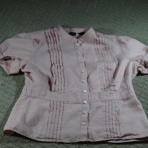 Saks Fifth Avenue Pink 100% Linen Top
